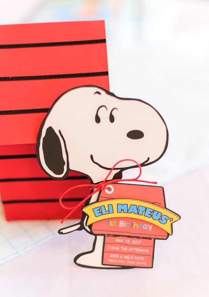 Snoopy party invitation delivered by hand 