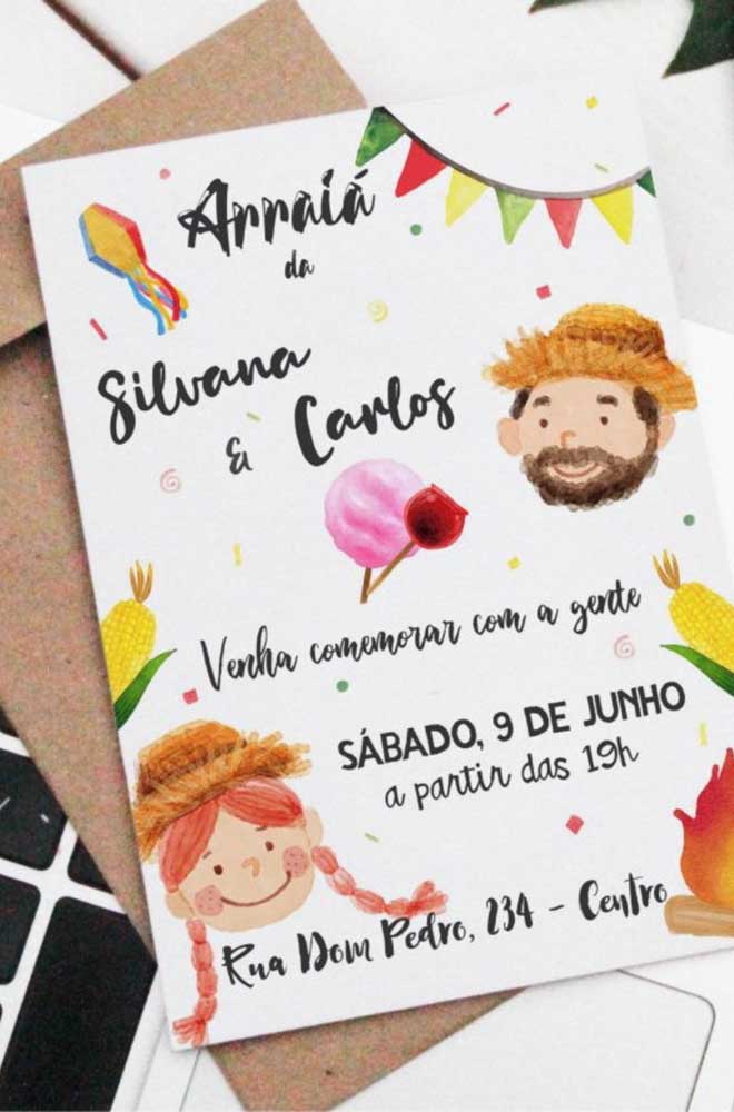 Template of festa junina invitation that can be distributed both in print and online