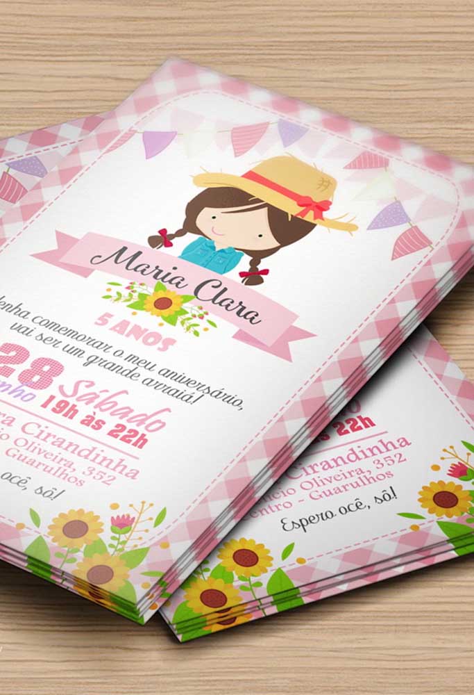 Super little girl and delicate junina party invitation