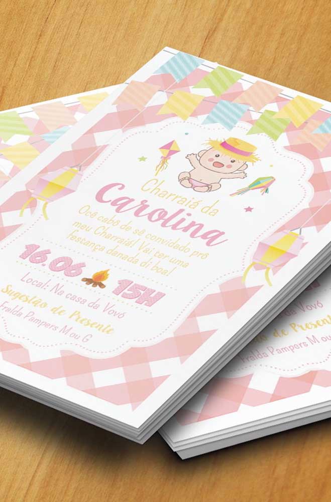 Baby shower festa junina invitation template: simple and beautiful