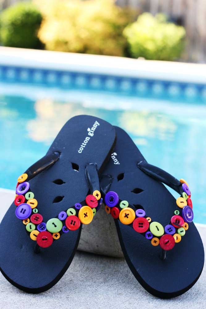 How about embroidering the slipper with colored buttons? Different and creative idea!