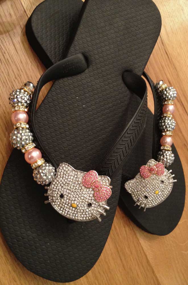 Embroidered Hello Kitty slipper. A beautiful gift for anyone who is a fan of the character