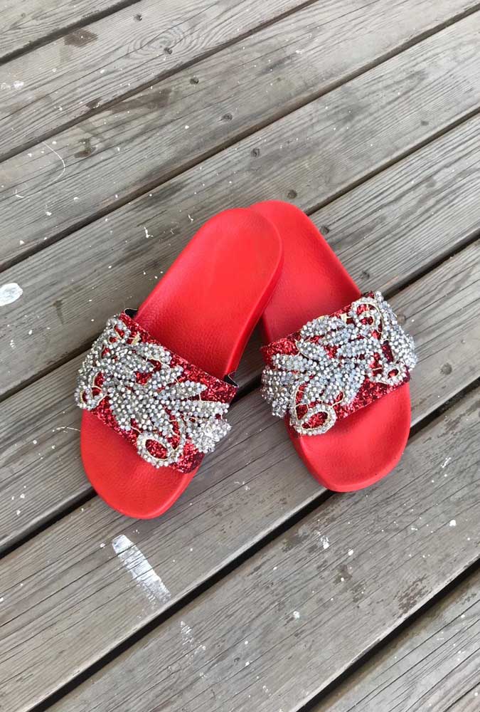 A red embroidered slipper for those who don't want to be beaten