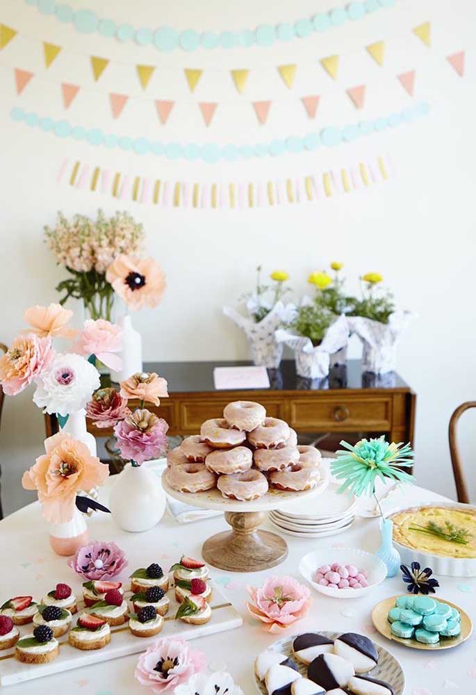 The Mother's Day candy table won a panel with a geometric pattern in the back