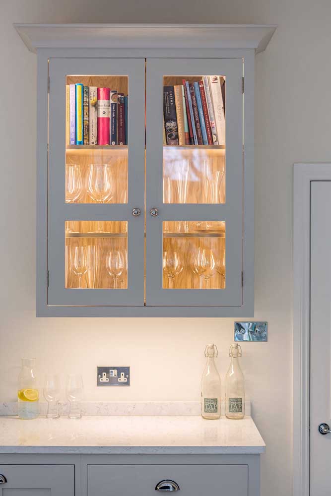 Lighting inside the cabinet to enhance the glass door