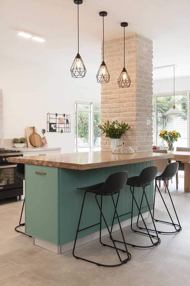 Provencal kitchen with island and industrial details