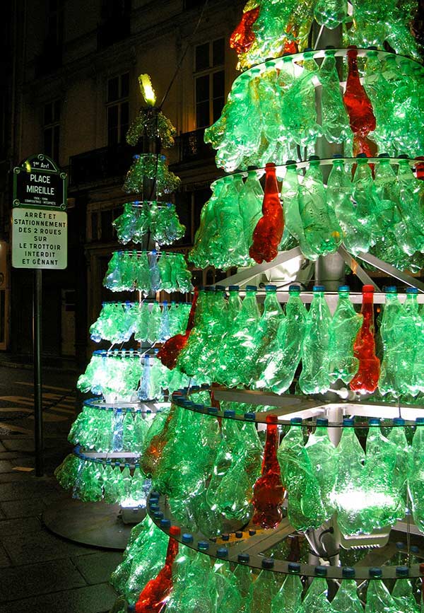 Sustainable tree with used pet bottles