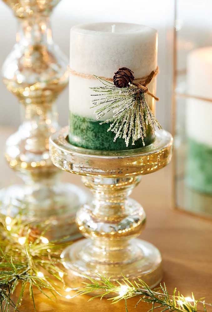 Turn any candle in your house into a decorated Christmas candle