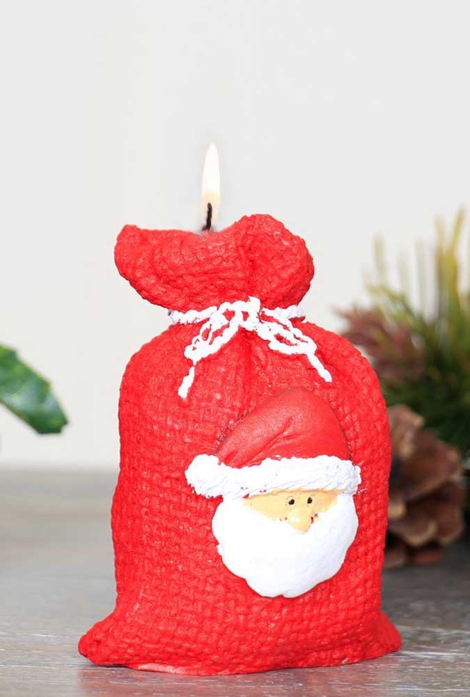 Candle in Santa's bag. This idea is very unusual