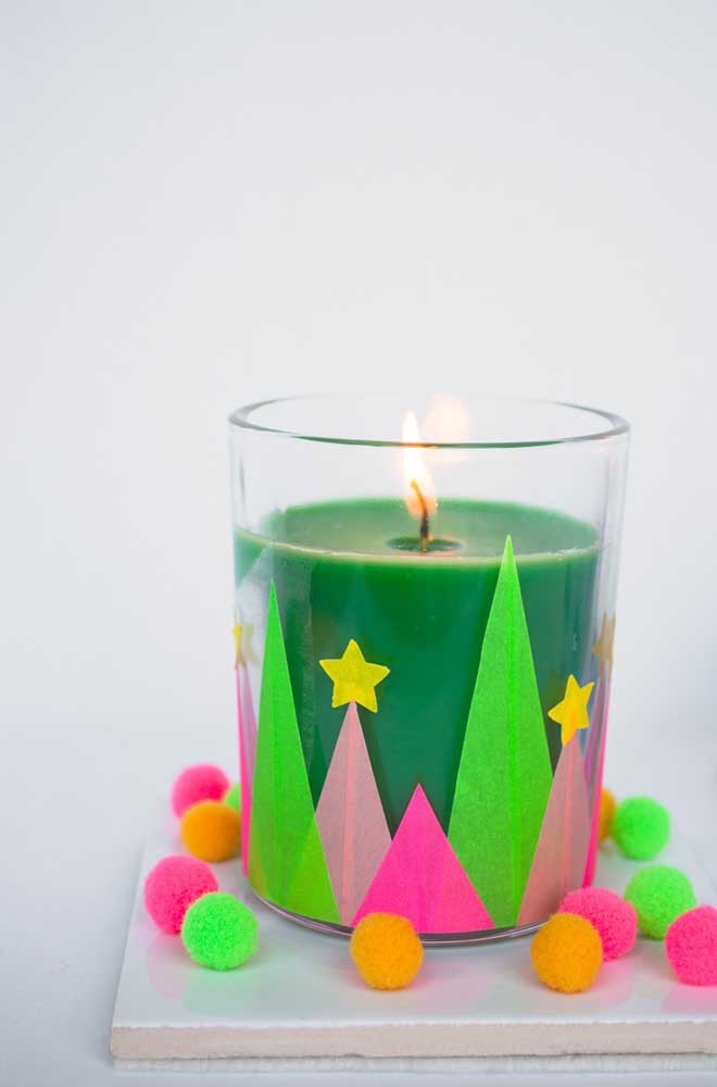 Christmas candle decorated with many colors