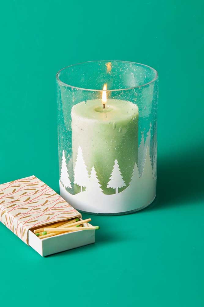 And what do you think of some pine trees glued to the candle jar? That differential that draws attention