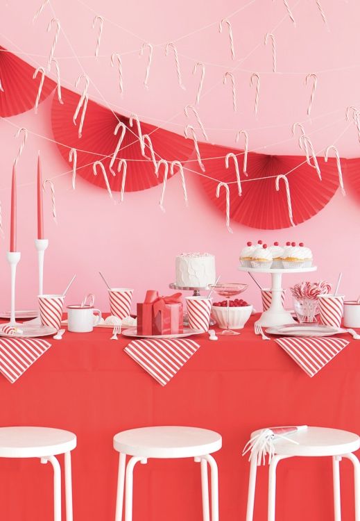 Red on Christmas table decoration