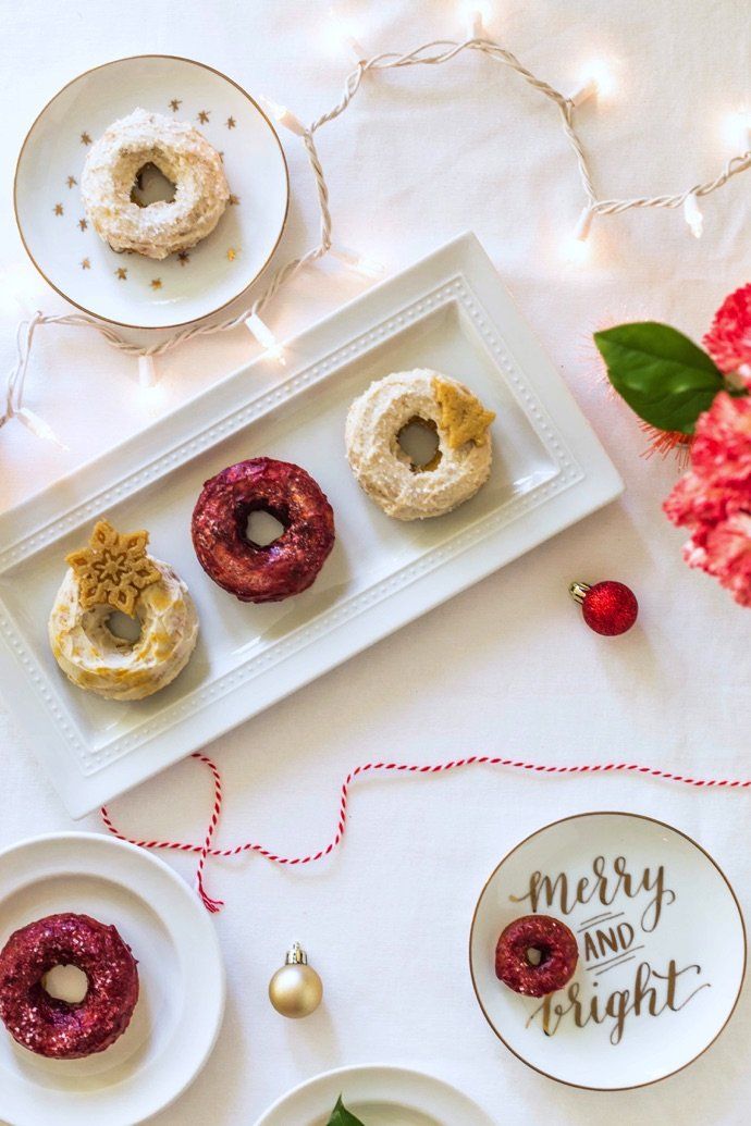 Replace the famous colorful Christmas balls with colorful donuts and donuts