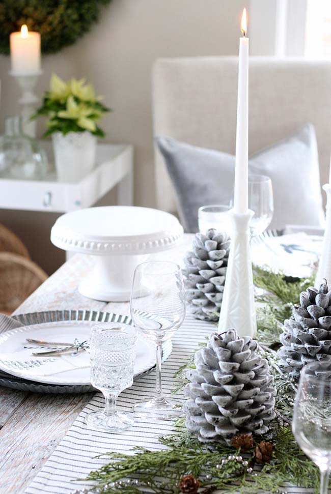 Decorate pine cones and create a special decoration with them on your Christmas table