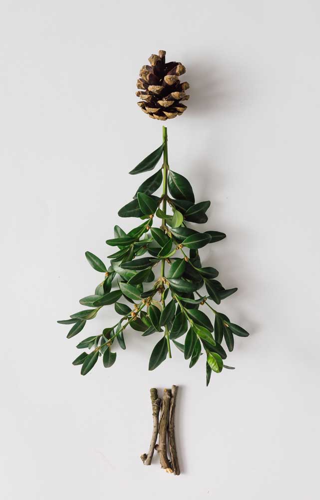 How beautiful! Here, the branch itself forms the design of the wall Christmas tree