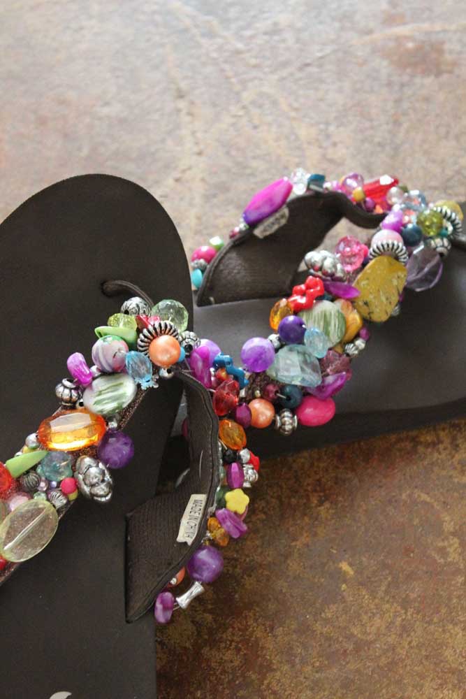 Black slipper embroidered with beads and colored stones. You can not go wrong!