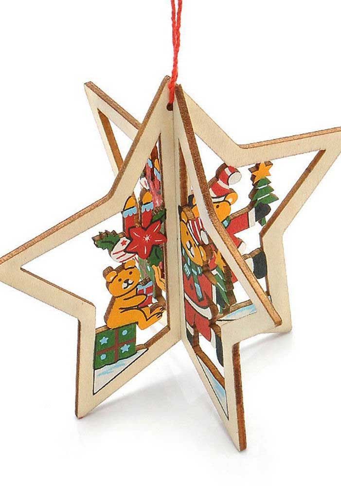 Three-dimensional Christmas star decorated with cute teddy bears 