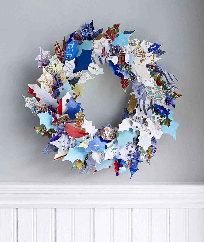 Recycled Christmas ornament with papers