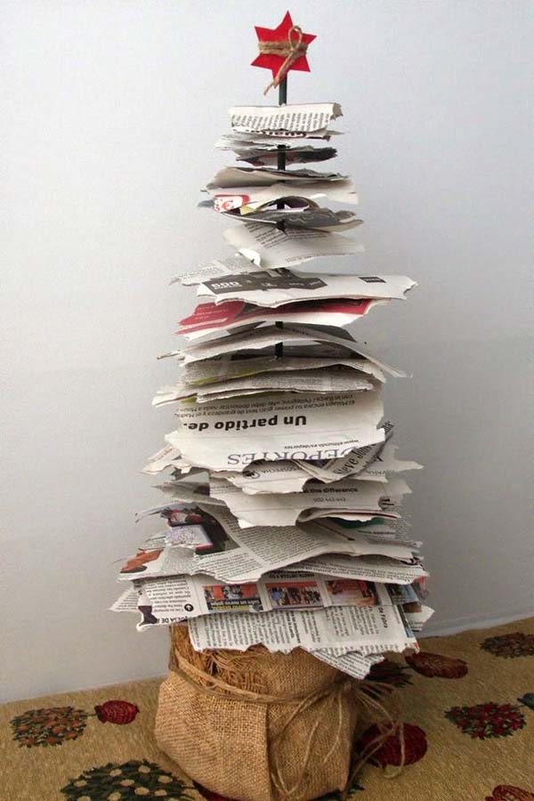 Recycled Christmas ornament made from magazine / newspaper sheets