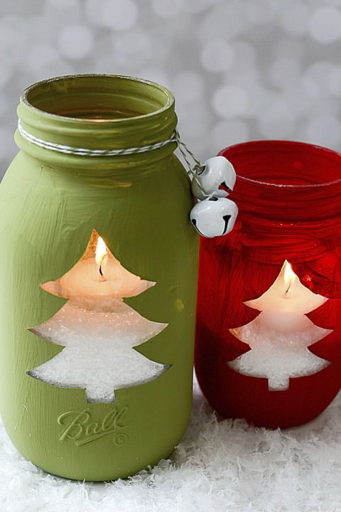 Candle holders made with glass jars