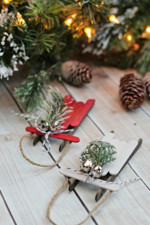 Beautiful recycled Christmas ornament with popsicle sticks