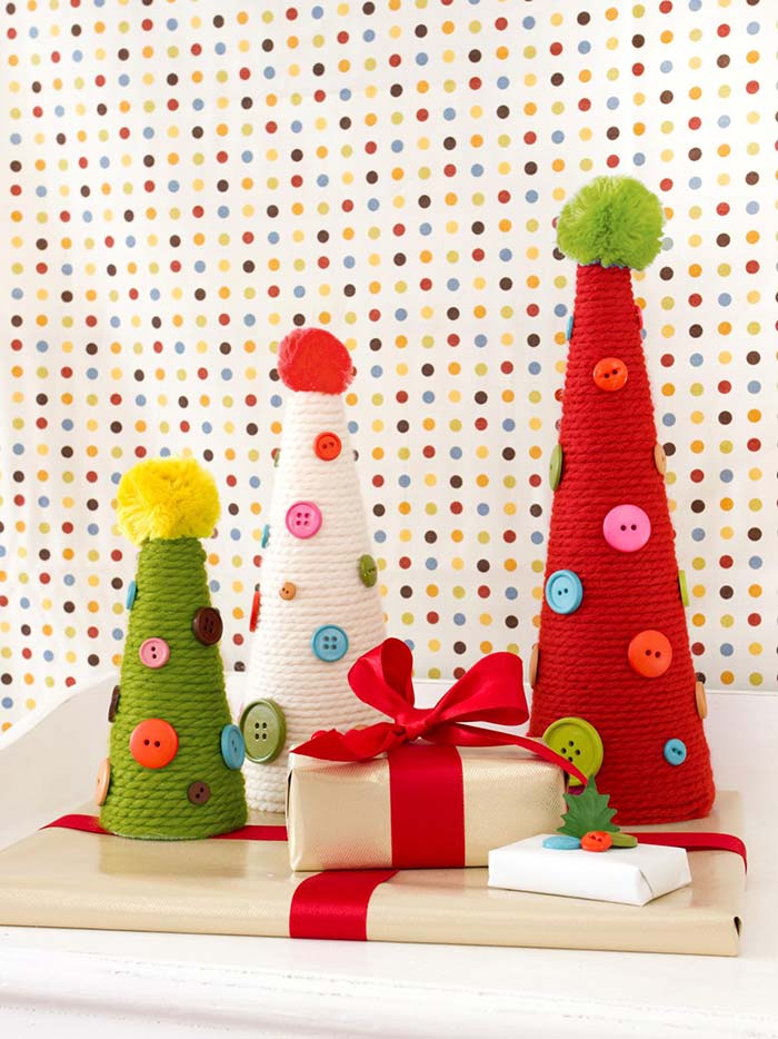 Christmas tree with woolen rolls