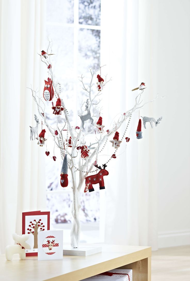 White Christmas tree with rustic branches