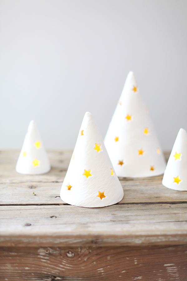 Small white tree in the shape of a plaster lamp.