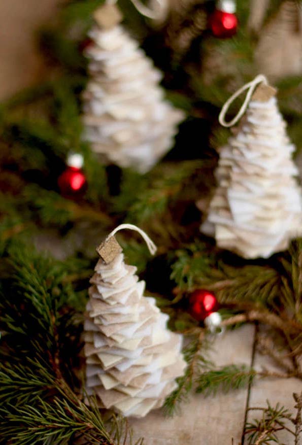 Felt squares to make white pine cones