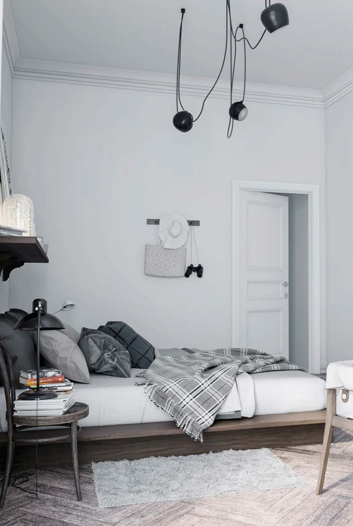 White and gray Tumblr bedroom