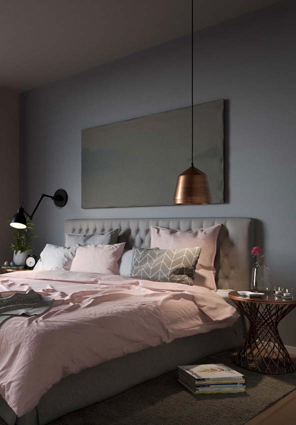 For him and her: pink and gray Tumblr bedroom