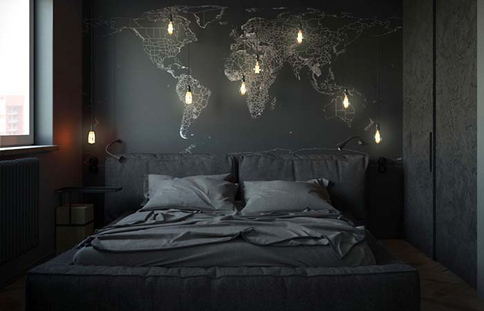 If you like to travel, stick the world map on your bedroom wall