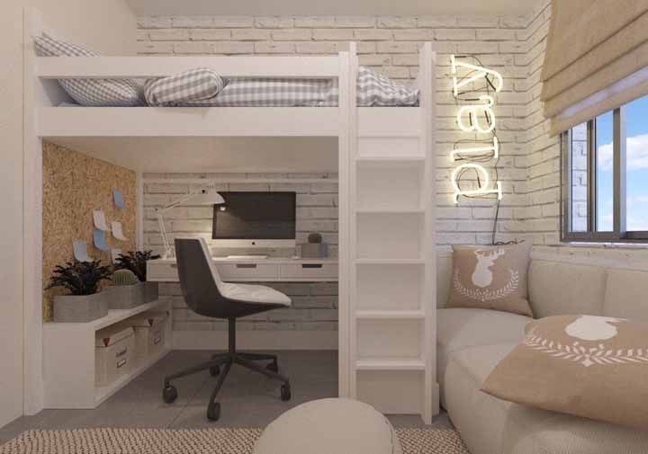 The best way to save space in a teen room: leaving the desk under the bed