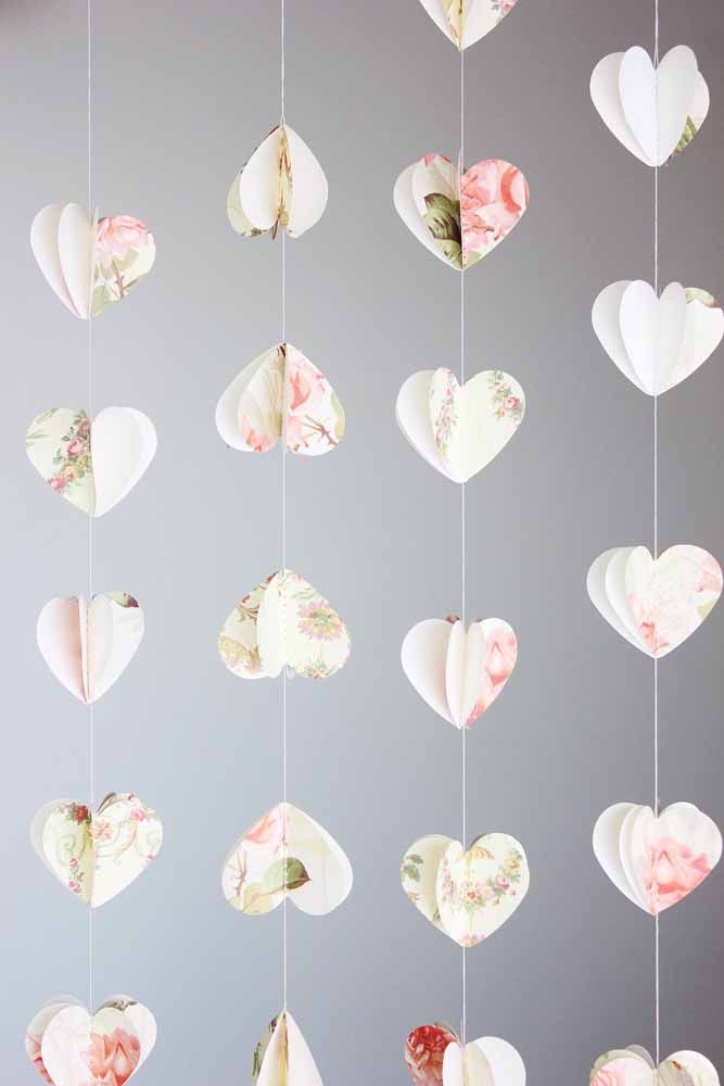 The floral print adds that romantic touch to the heart curtain