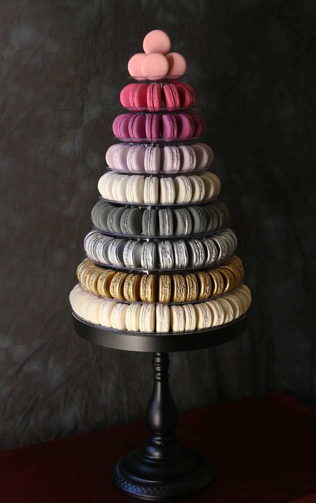 Cake shaped macaron tower. Fake, but not that much