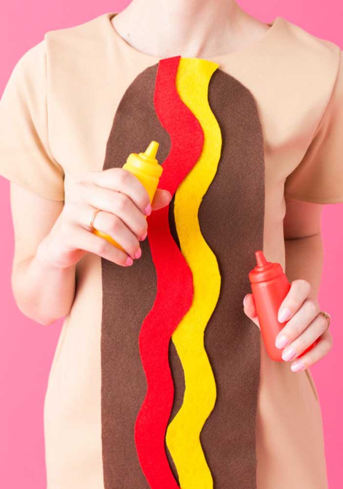 To get in the party mood, dress up the character for the hot dog night.