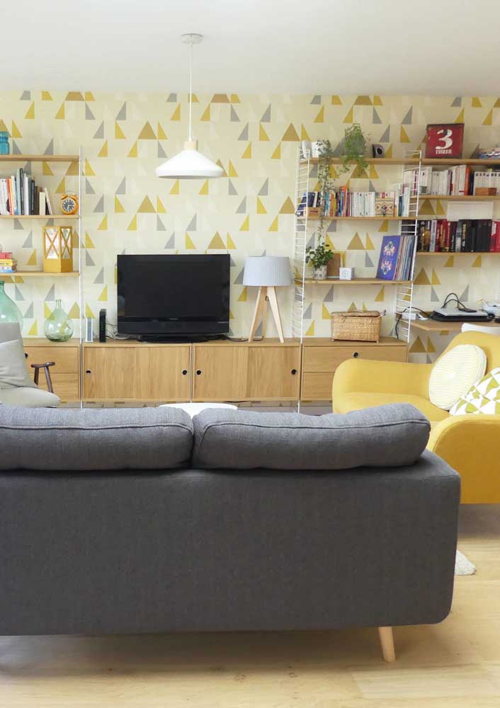 What if instead of painting the wall you use wallpaper with yellow details?