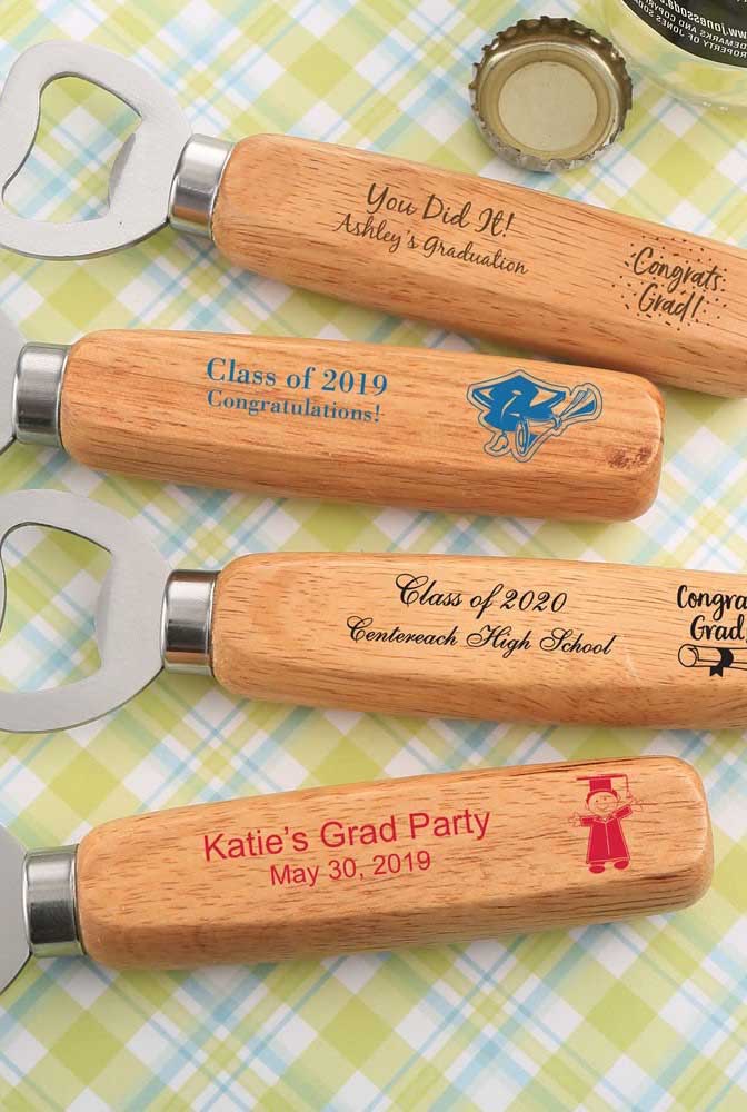 It could be just a few more bottle openers, but the customization on the cables says they are graduation favors
