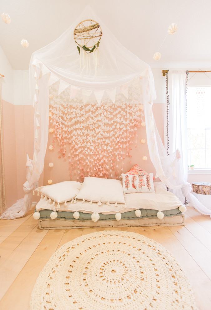 Princess bedroom with crochet rug