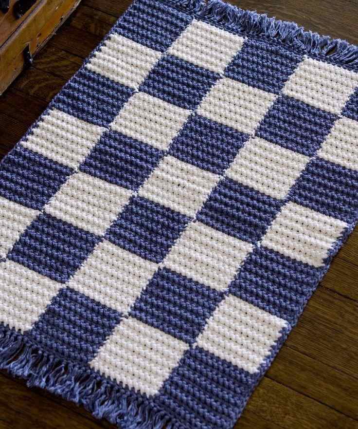 Rectangular navy crochet rug