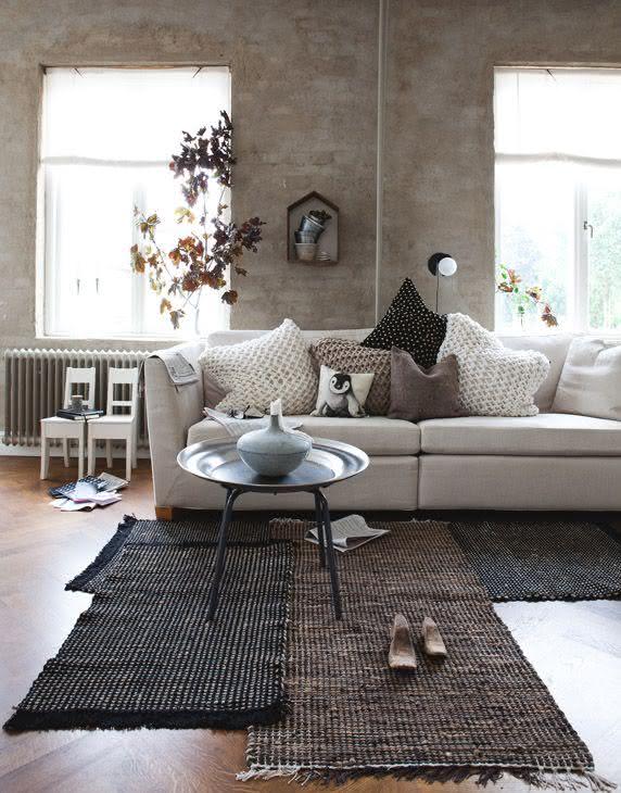 Crochet rugs in neutral tones