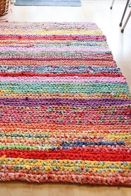 Rectangular rug with colorful stripes