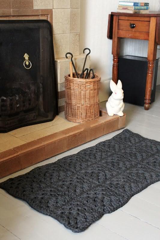 Gray crochet rug