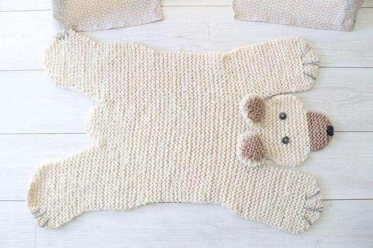 Bear-shaped crochet rug