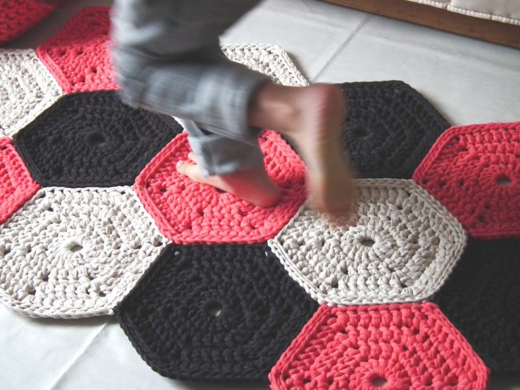 Carpet crochet style rug with beautiful color composition