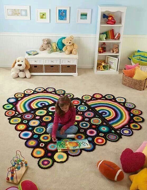 Colorful heart-shaped rug