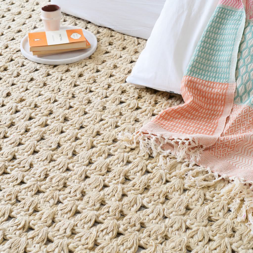 Neutral crochet rug