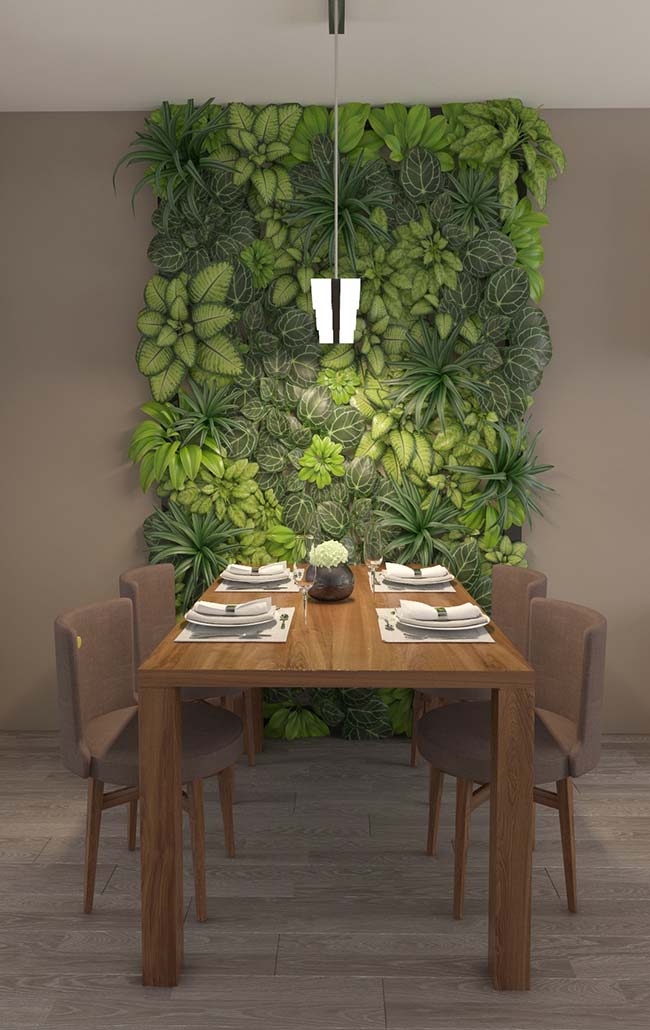 Living and very green frame of chlorophytes for the dining room