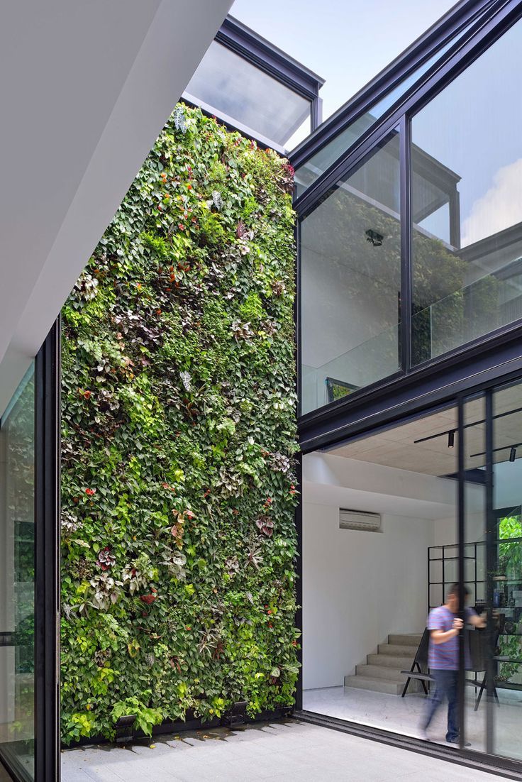 Vertical garden in the outdoor area with small plants