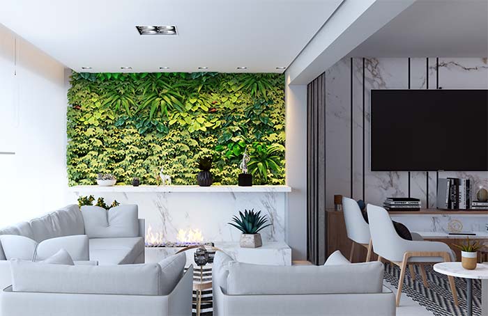 The limit of this vertical garden is the white marble counter